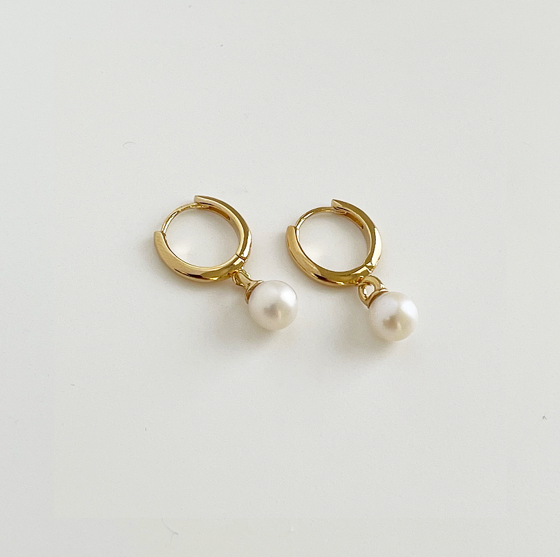 Pearl Drop Hoops