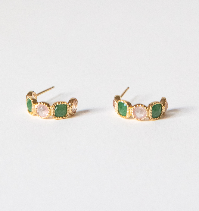 Green Mix Hoop Earrings