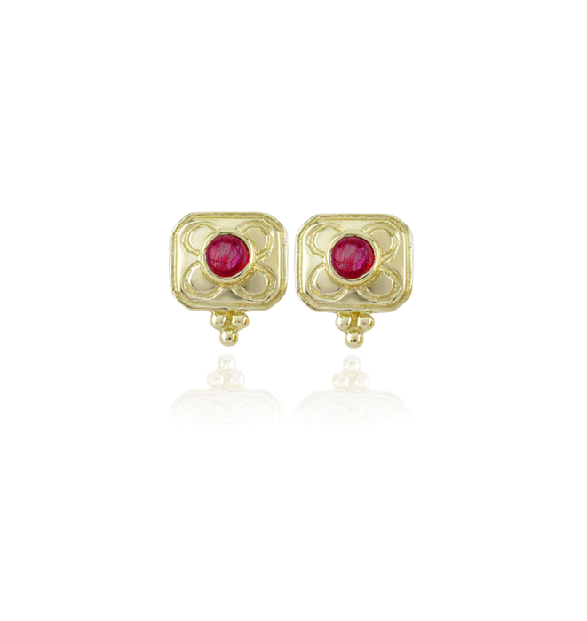 Ruby Square Stud Earrings