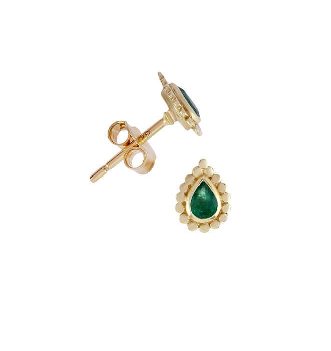 Emerald Pear Stud Earrings