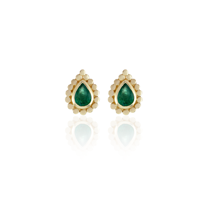 Emerald Pear Stud Earrings