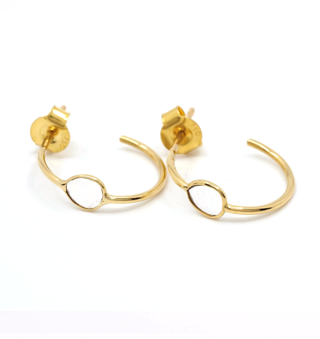 Flat Diamond Gold Hoops