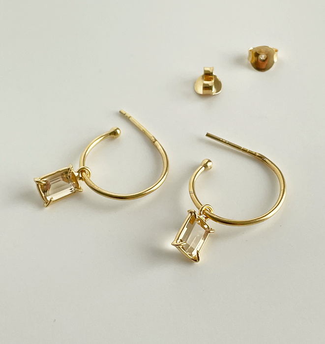 Baguette Hoops - Citrine