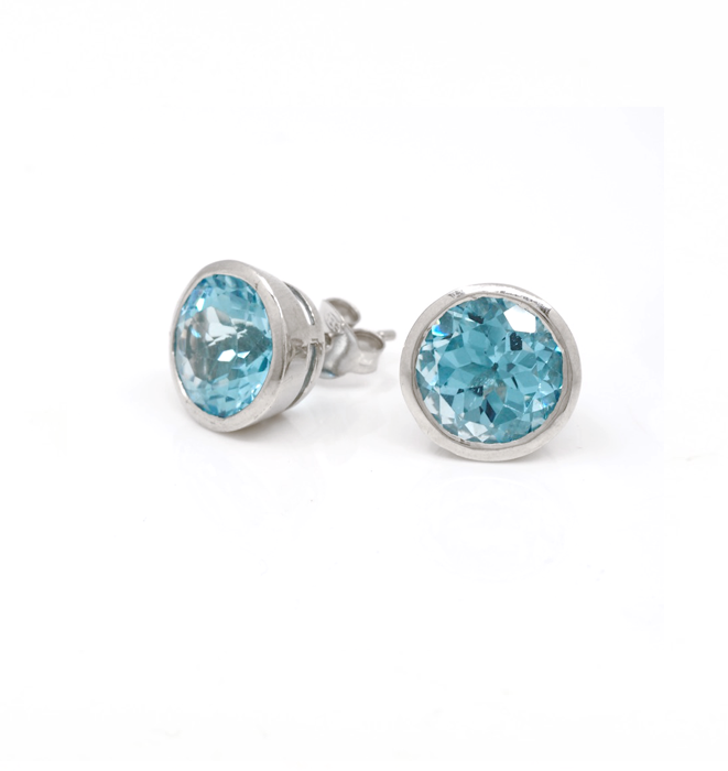 Blue Topaz Stud Earrings