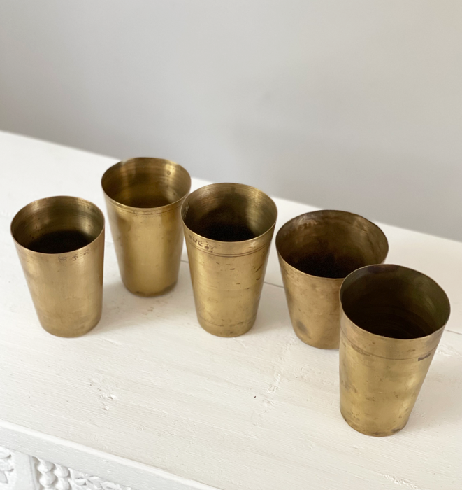 Vintage Brass Lassi Cup Set