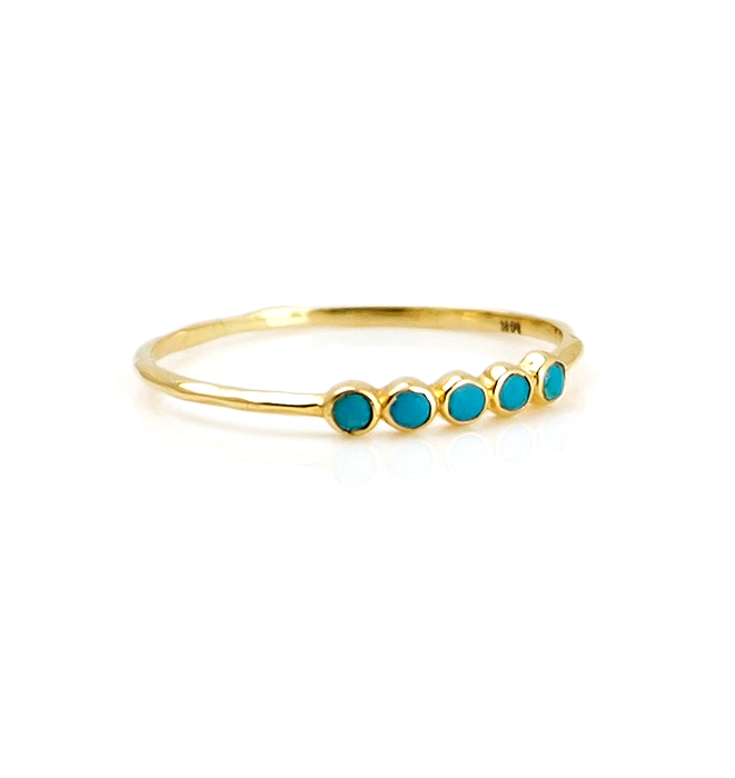 Five Stone Turquoise Gold Ring