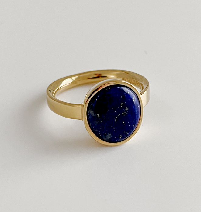 Lana Oval Gold Ring - Lapis